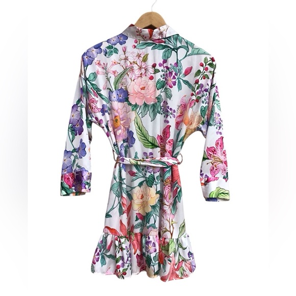 Zara Floral Ruffled Mini Shirt Dress Bloggers Fave - Picture 5 of 12